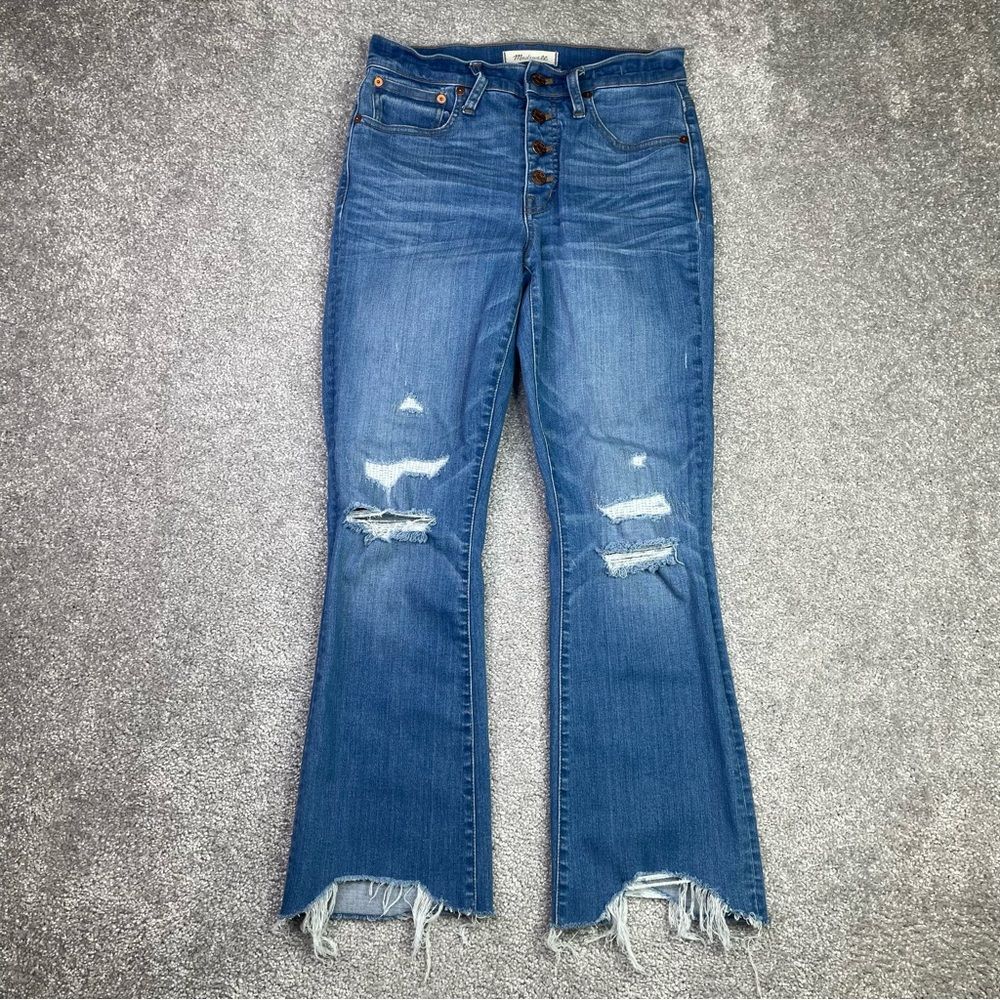 Madewell Jeans Women's 26 Blue Cali Demi-Boot Cropped Mid-Rise Distressed